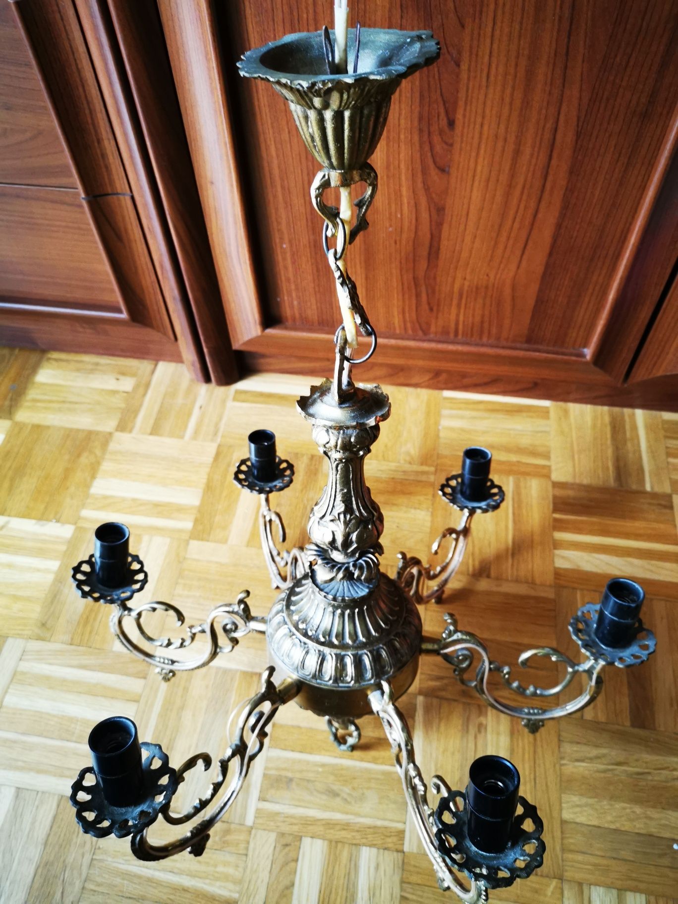 Żyrandol mosiężny 6 ramienny
