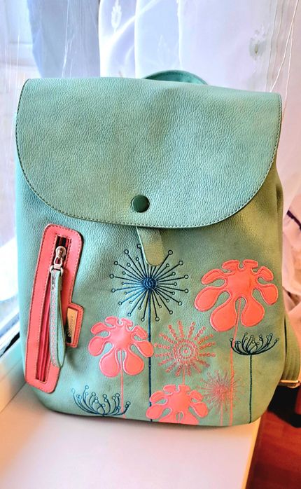 Рюкзак сумка из экокожи, мятного цвета с аппликацией Alba Soboni бренд