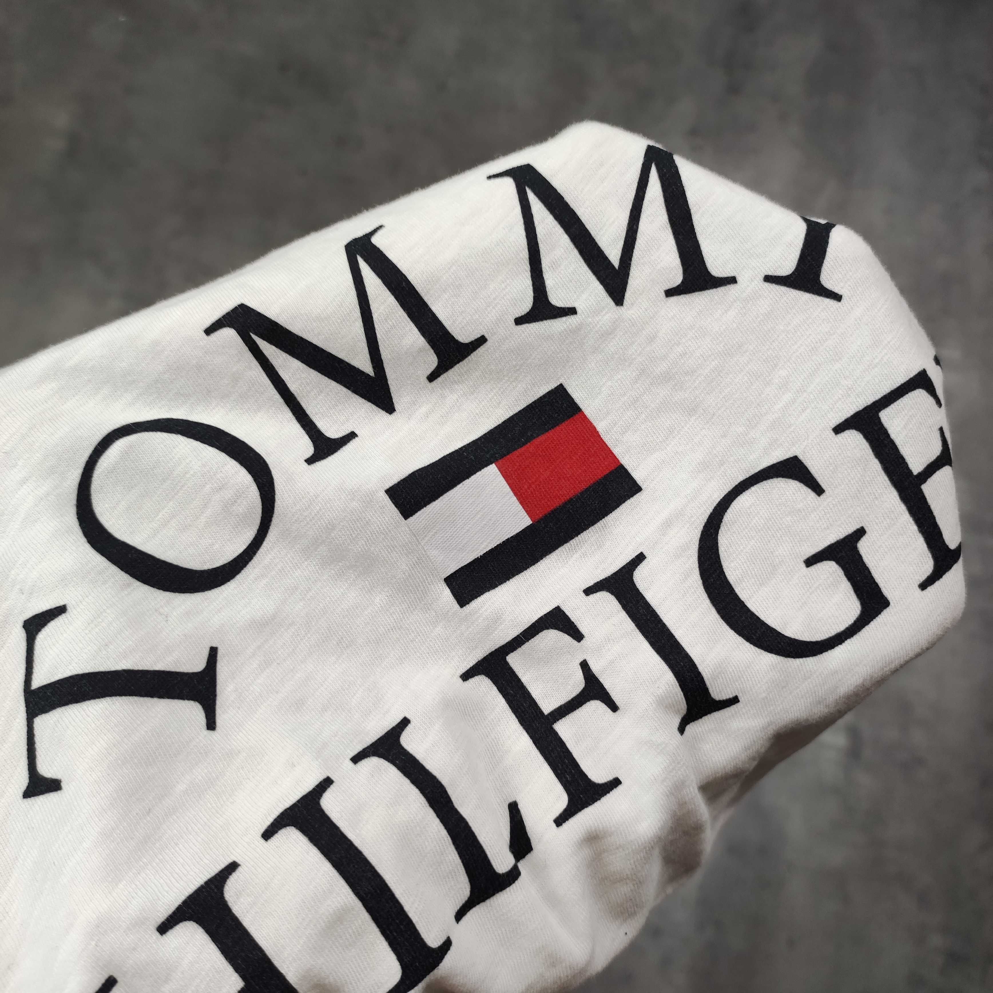 MĘSKA PREMIUM Koszulka Bawełna Lekka Duże Logo Biała Tommy Hilfiger