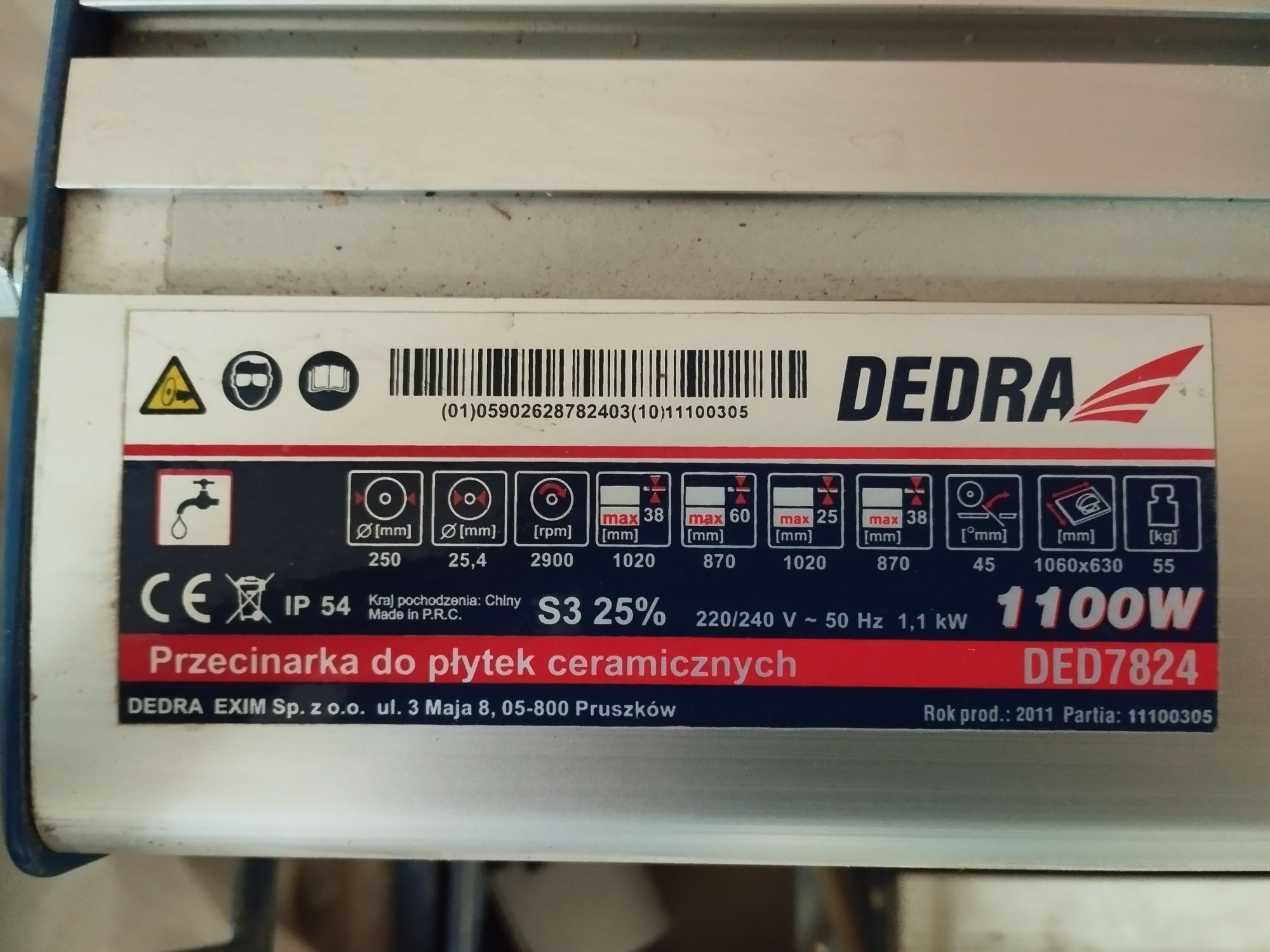 DEDRA DED7824 przecinarka do płytek ceramicznych 102cm 250mm