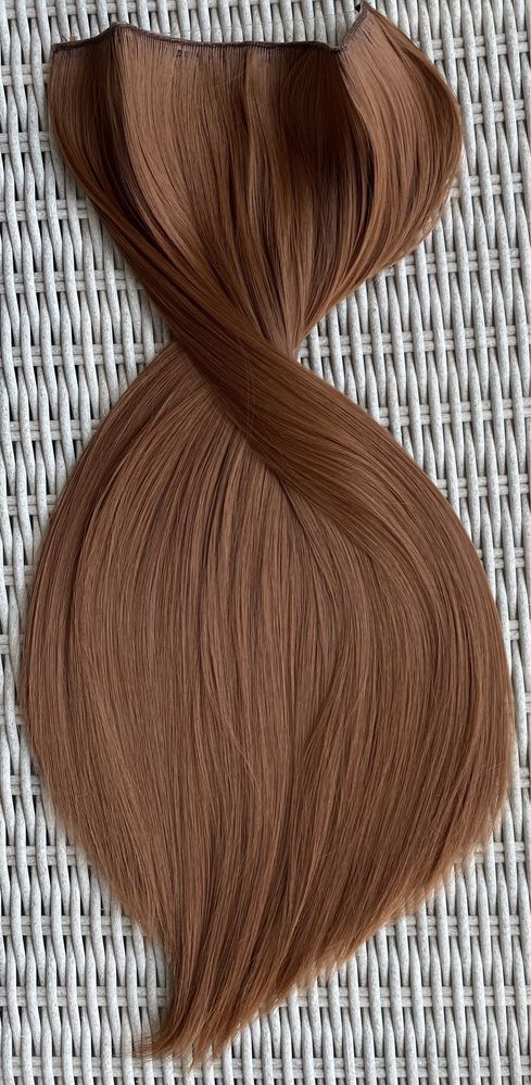 Włosy doczepiane, ciemny rudy, włosy na żyłce ( 424 )