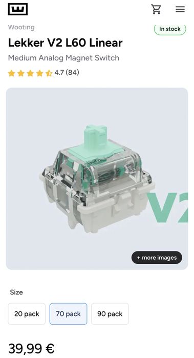 Wooting 80HE Gateron Lekker V2 L60 Linear