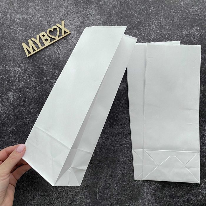 Паперові крафт пакети без ручок - коричневі, білі, кольорові