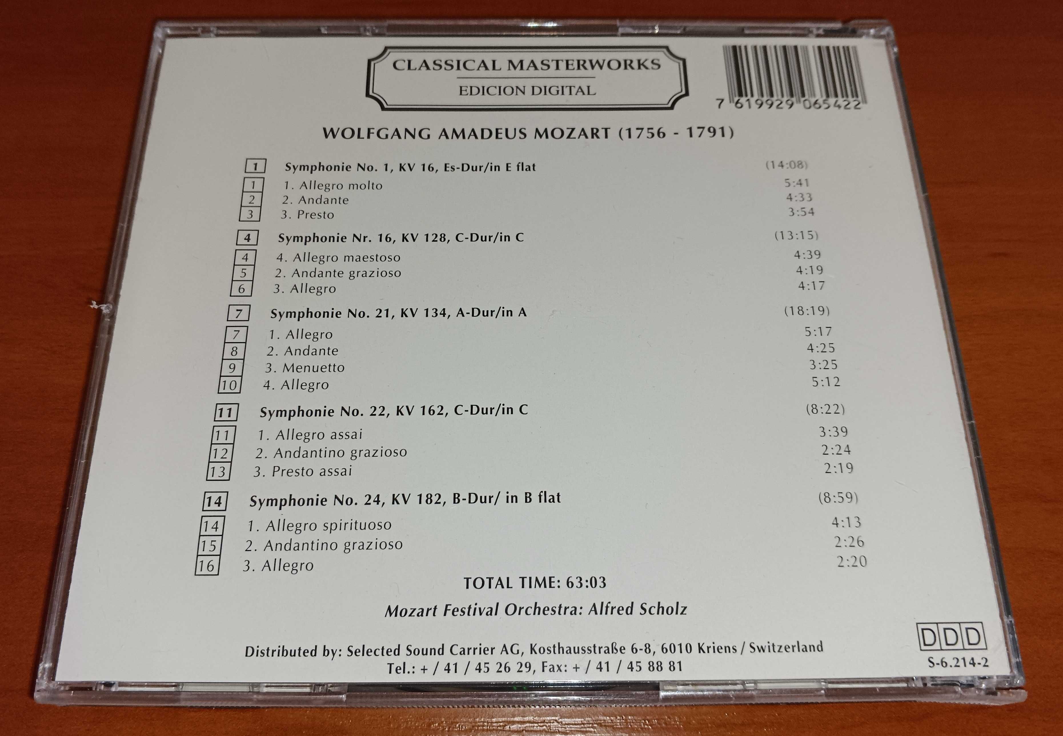 CD Mozart - Symphonien No. 1, 16, 21, 22, 24