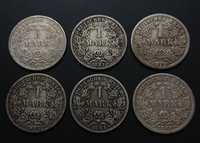 1 німецька марка монети Срібло рейх марки прусія