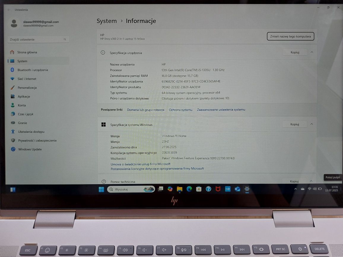HP Envy x360 2-in-1  i5-1335U/16GB/512SSD/Win 11/