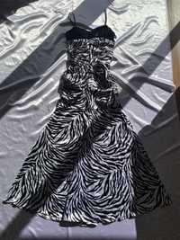 Długa sukienka maxi w zebrę zebra S 36 Adrianna Papell premium balowa