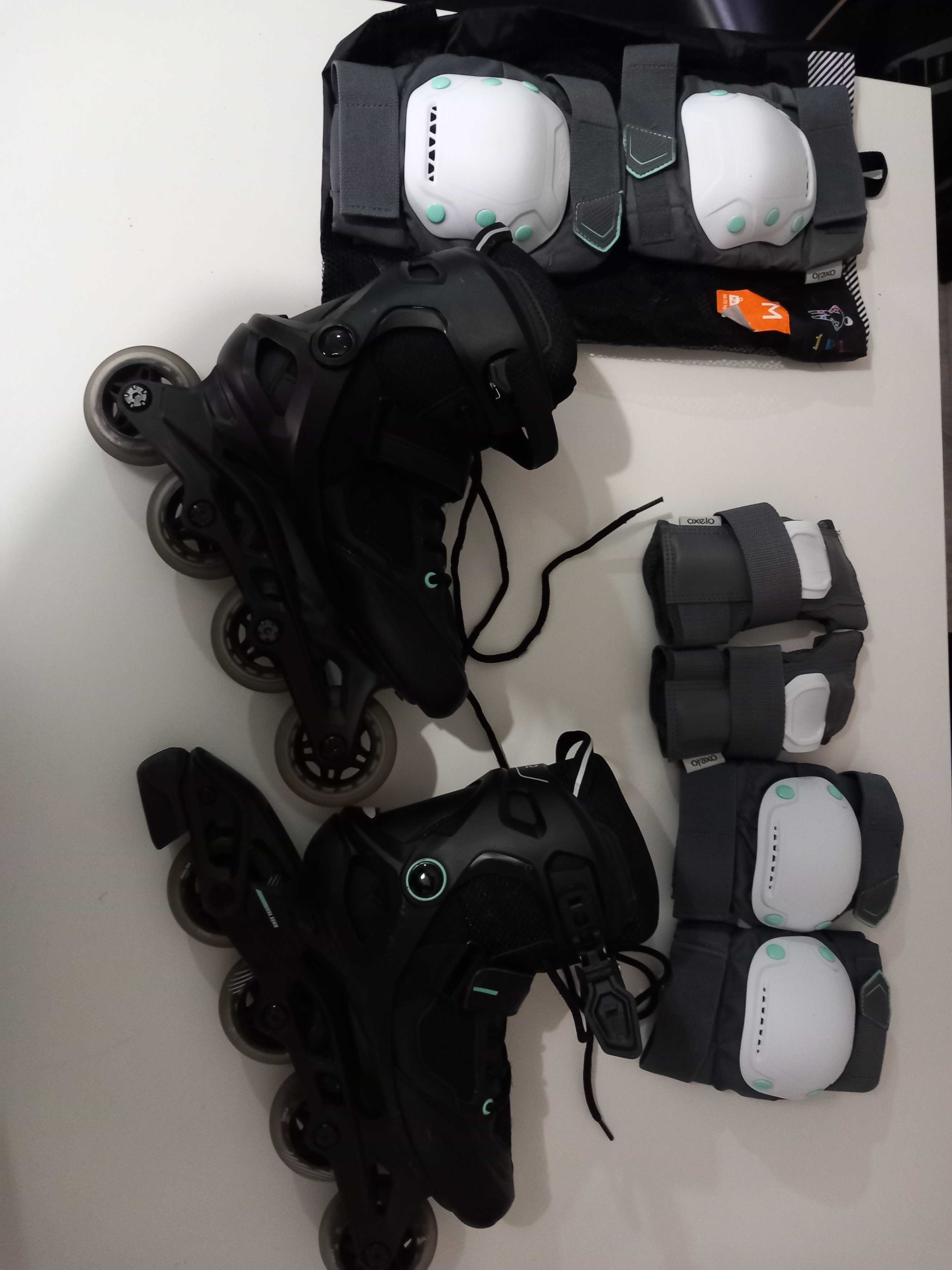 Patins Oxelo com kit de proteção