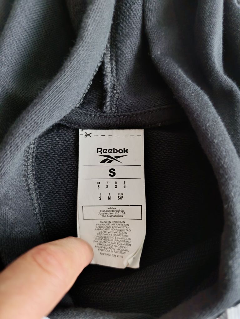 Bluza Reebok męska S hoodie czarna z kapturem – prawie nowa