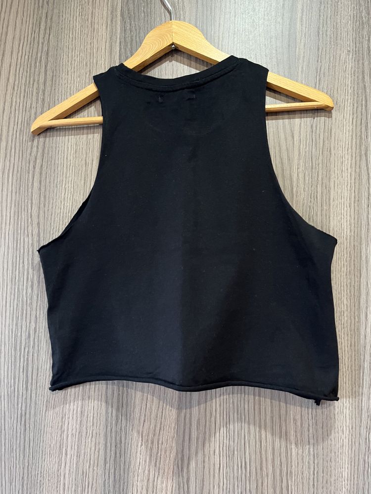 Koszulka crop top damski czarny S