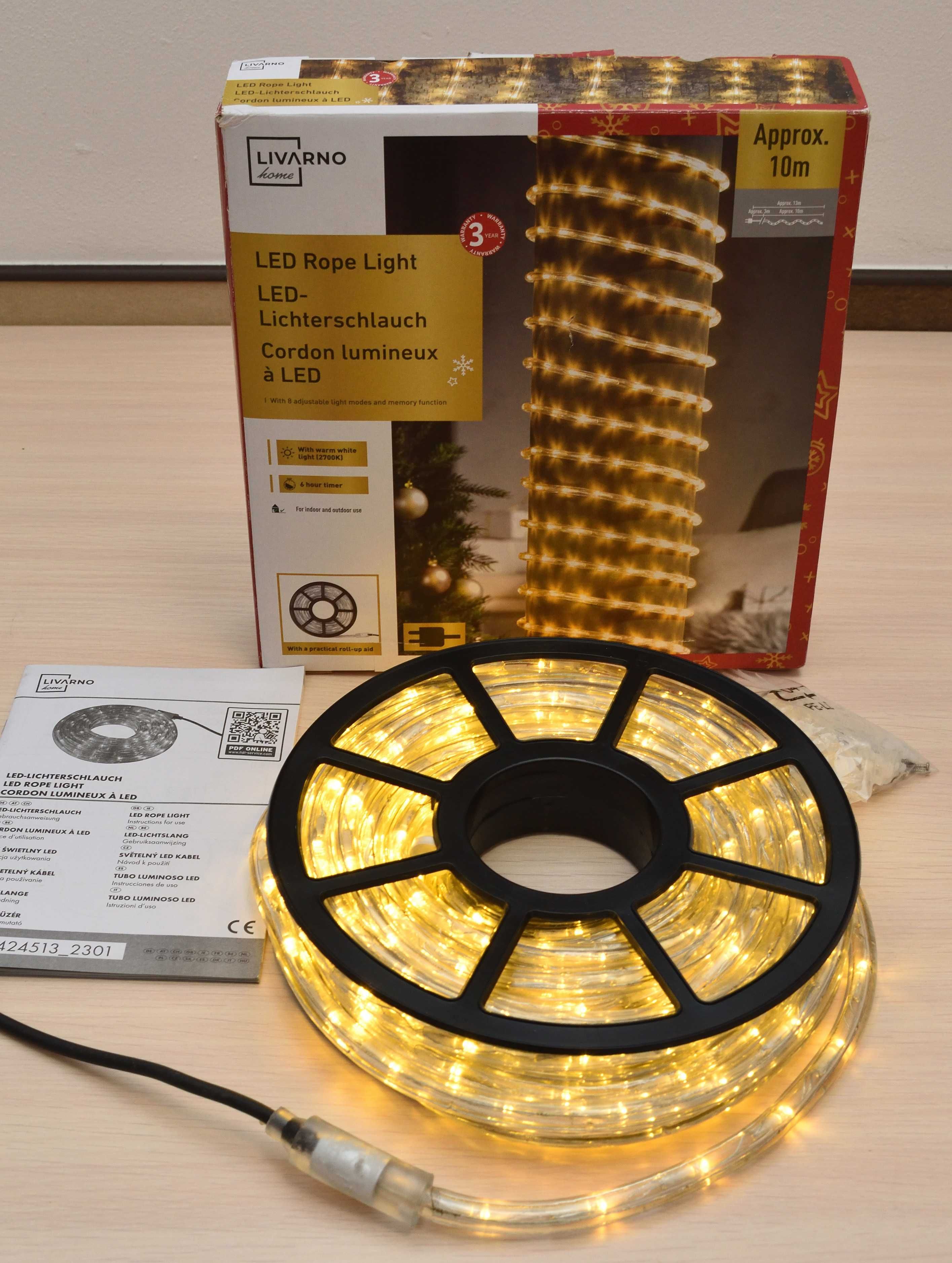 Wąż świetlny LED - 10 m z 8 trybami świecenia i funkcją pamięci NOWY