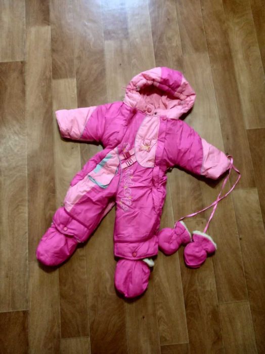 Зимний комбинезон-трансформер  68 и74 см на овчине 3-6 и 6-9 месяцев