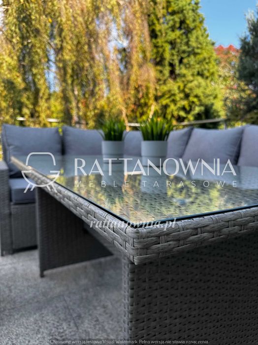 Narożnik Ogrodowy Zestaw Mebli Ogrodowych Tarasowych 3 Fotele Premium