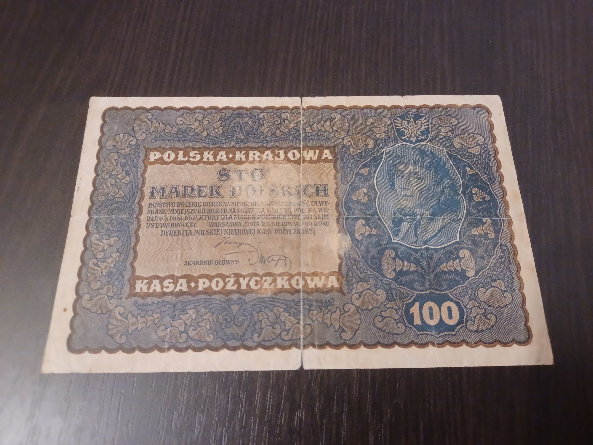 Banknot 100 Marek Polskich 1919