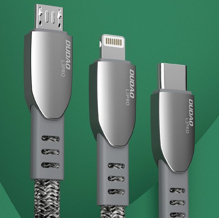Kabel USB Dudao Micro USB 5A 1M Szary - Szybkie Ładowanie