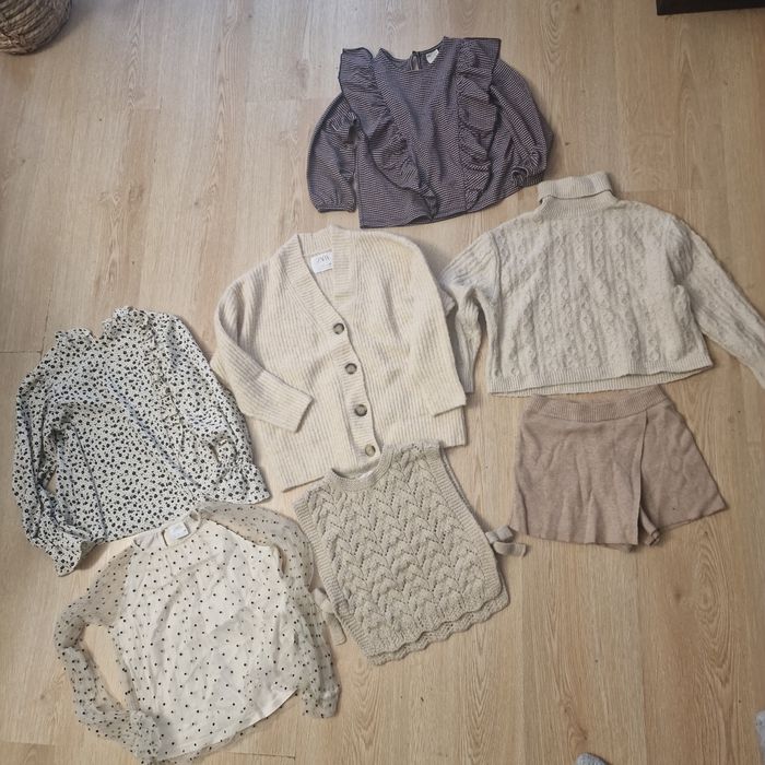 Zara duzy zestaw sweterki bluzeczki beż 122