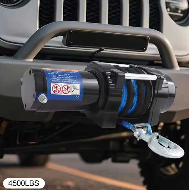 Anbull Wciągarka elektryczna 12 V, 2045 kg, linka syntetyczna