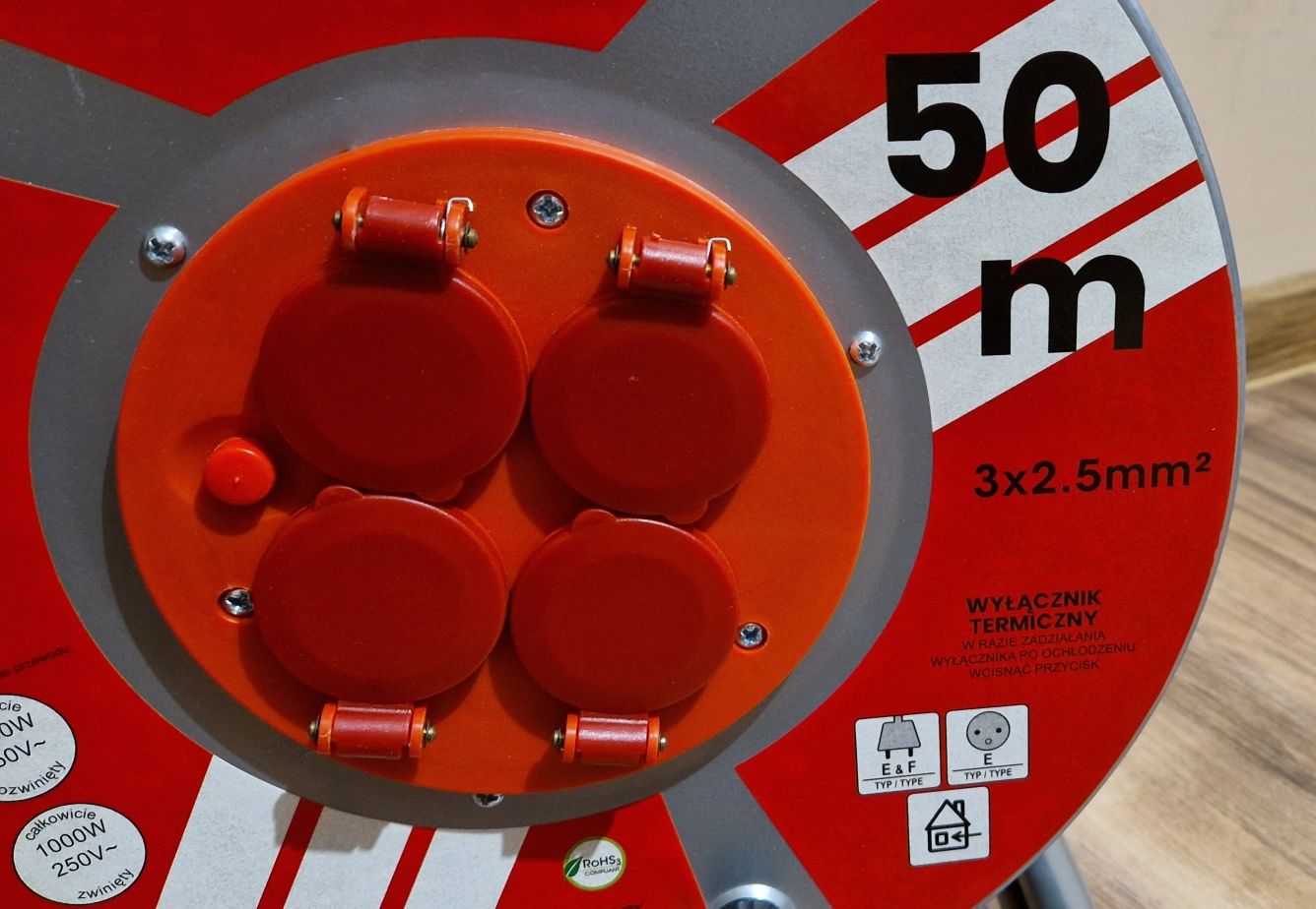 Przedłużacz na Bębnie 50m. 3x2.5 !!! Polecam !!!