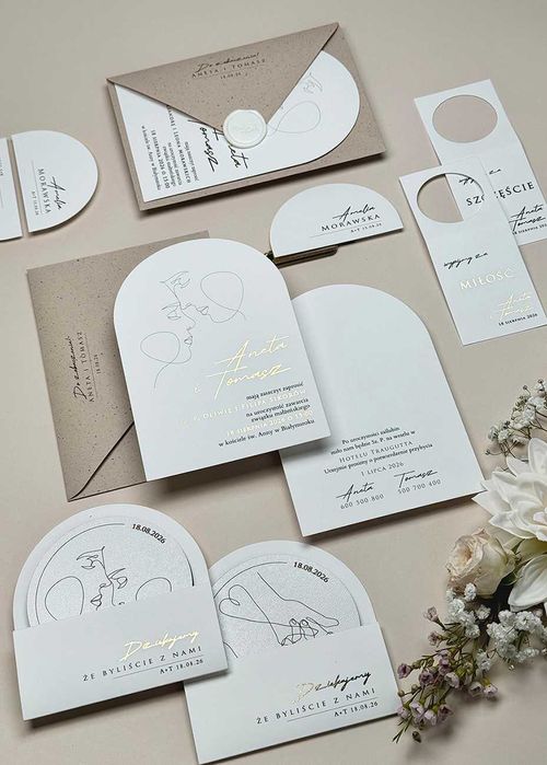 Zaproszenia ślubne nowoczesne Line próbka