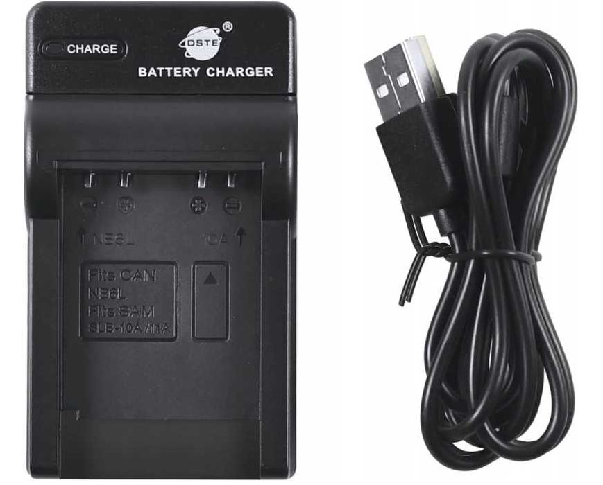 DSTE DC-K4 ładowarka USB Canon NB-6L FNP-40 Samsung SLB-10A SLB-11A