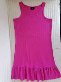Tessentials nowa różowa sukienka z falbanką prosta elastyczna M/38