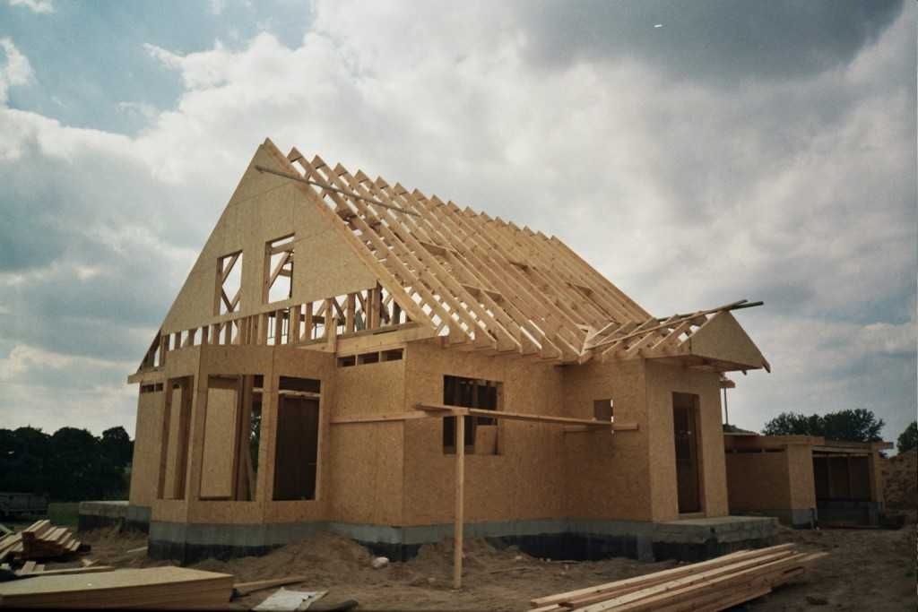 Więźba dachowa, Domy drewniane szkieletowe