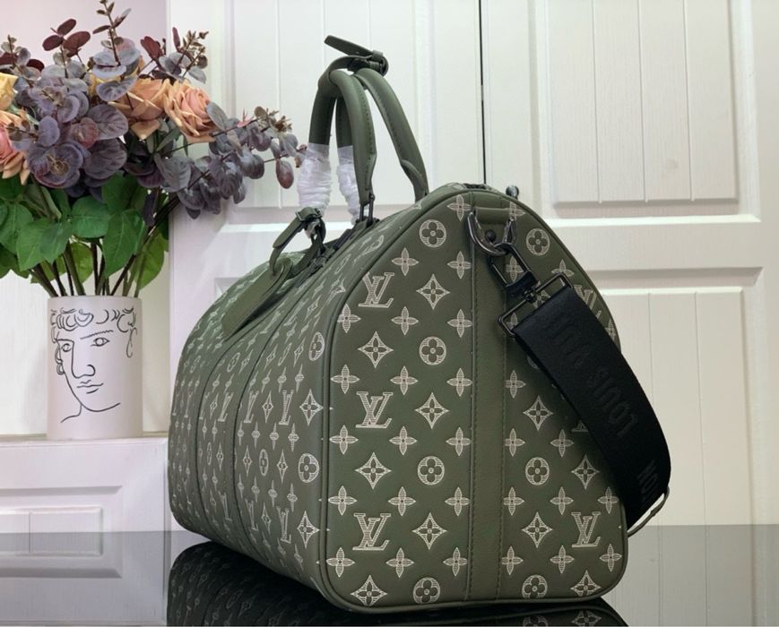 Louis Vuitton keepall зеленая сумка мужская спортивная дорожная