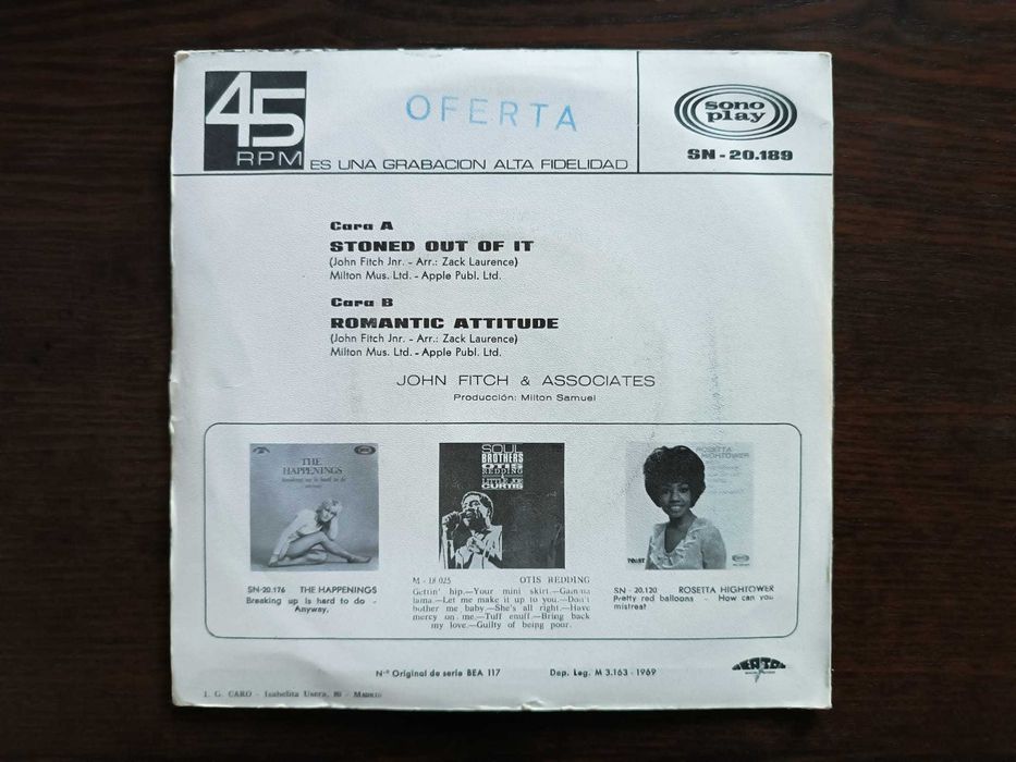 Single em vinil - John Fitch & Associates "Stoned Out of It"