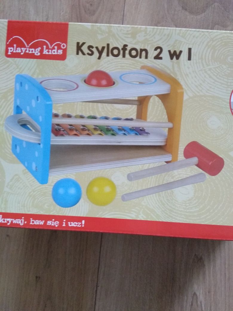 NOWY ksylofon 2w1 drewniane instrumenty cymbałki