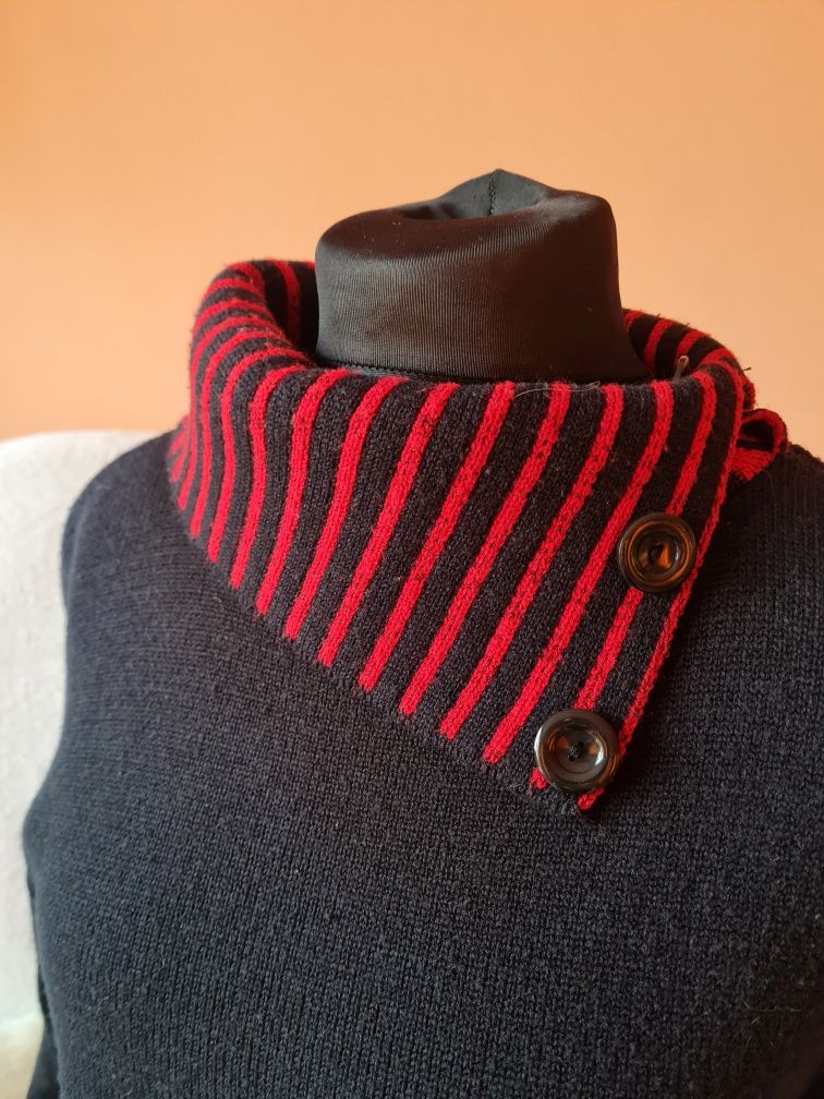 Sweter akrylowy czarny czerwony męski damski uniseks zimowy golf