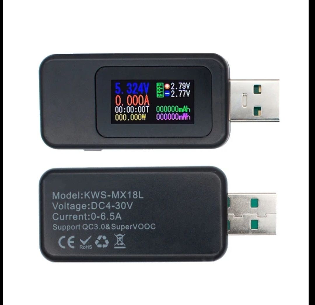 10 w 1 TYPE-C / Tester USB Woltomierz cyfrowy DC Amperimetro Miernik