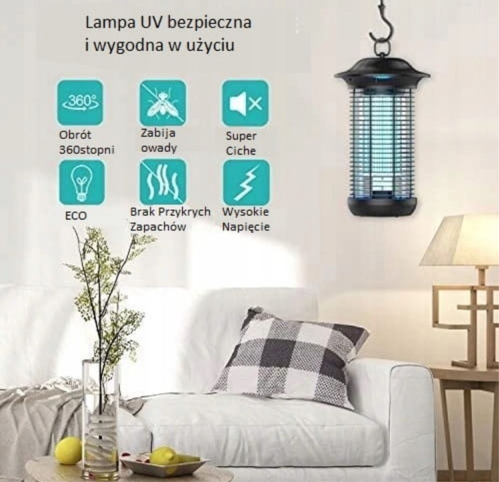 Aerb Lampa Na Owady Komary Bug Zapper 4000V 75m2