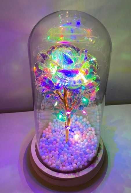 Prezent dla żony, dziewczyny, mamy, babci wieczna róża niebieska led