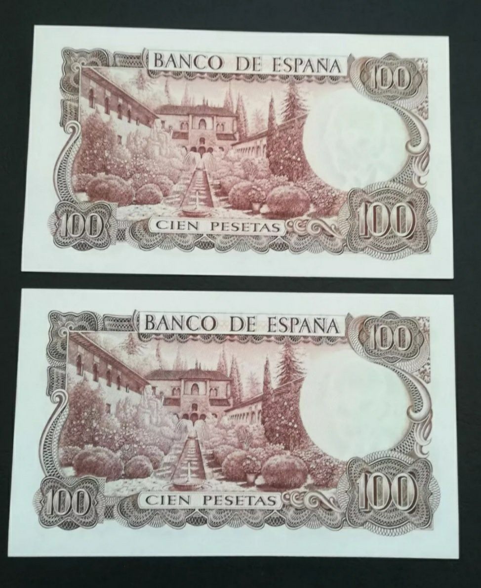 NUMERAÇÃO SEGUIDAS, 100 pesetas de 1970 UNC.