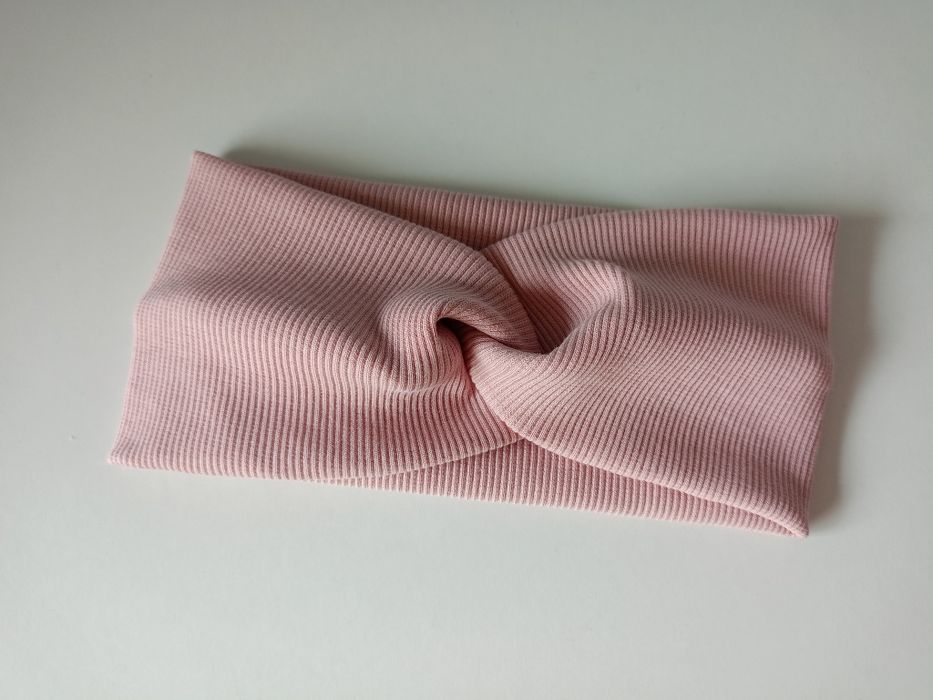 Opaska przeplatana pudrowy brudny róż różowa