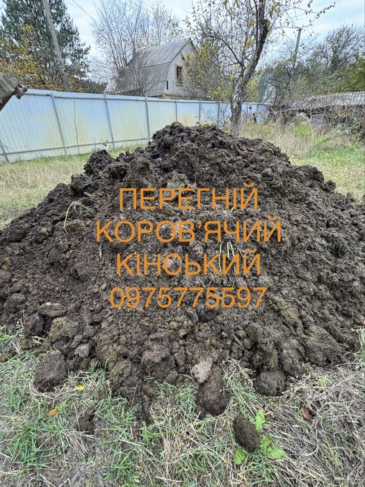 Перегній коровячий кінський родючий гній удобрение підживлення
