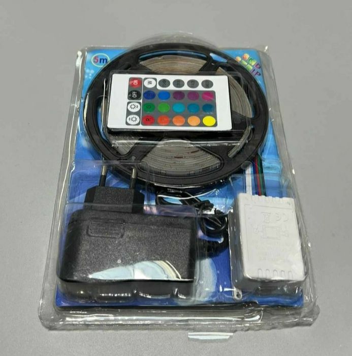 Rgb стрічка. Світодіодна лєнта.  Готовий комплект. 16 кольорів. +пульт