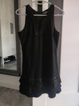 Czarna mini elegancka sukienka 36 krótka falbanki