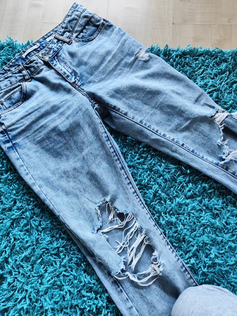 Jasne spodnie boyfriend spodnie z dziurami jasny jeans dżinsowe spodni