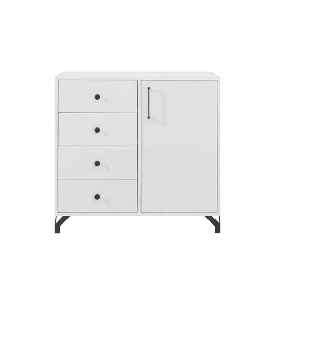 meble biała szafka komoda szuflady półka Bergen 07 czarne nóżnki