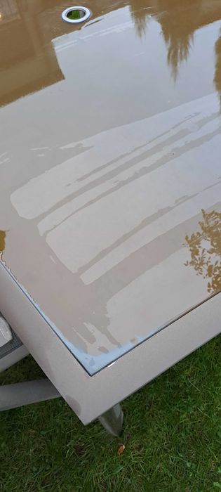 Stół ogrodowy z 4 krzesłami-leżakami szkło hartowane