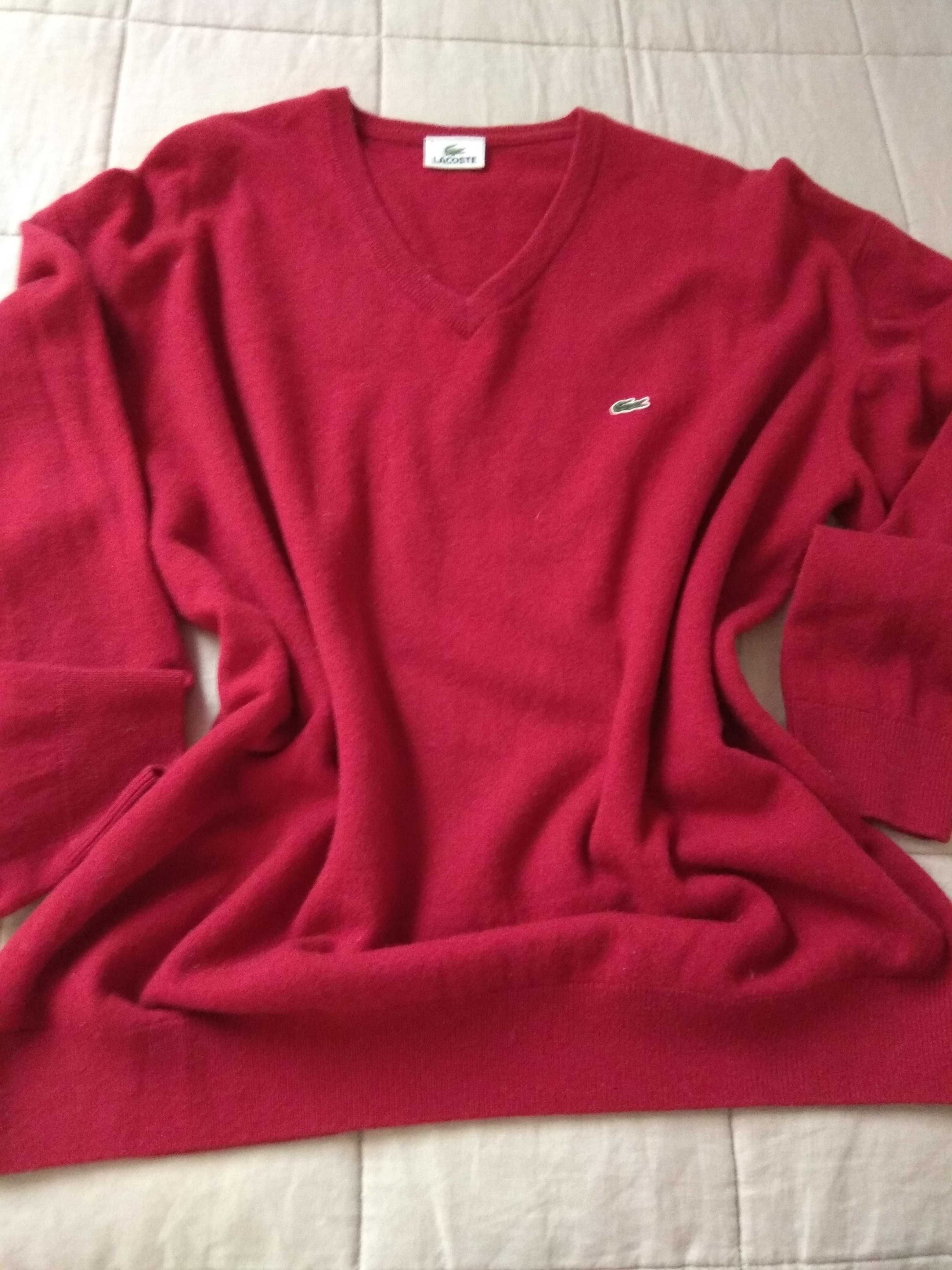lacoste czerwony wełniany sweter ideał