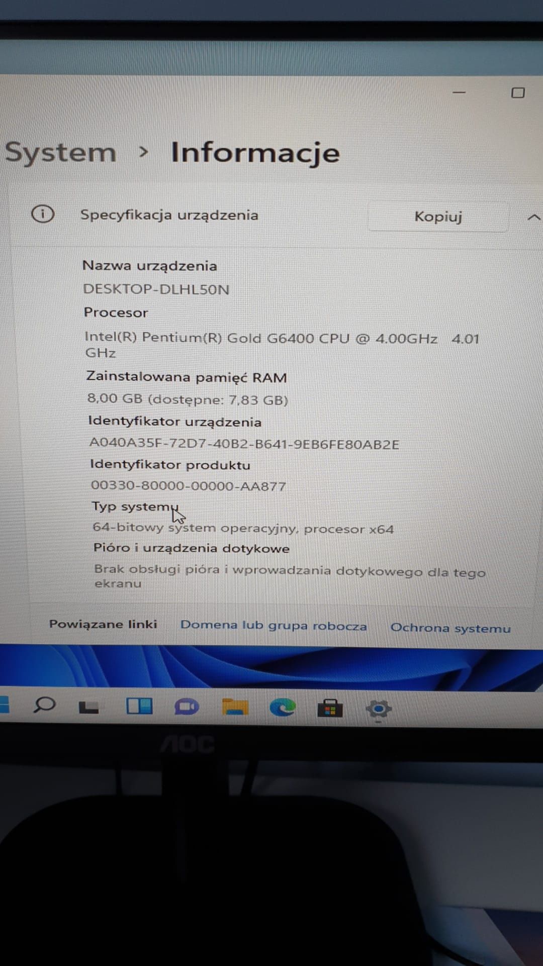 Komputer stacjonarny z monitorem