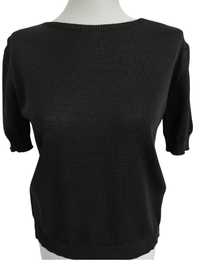 Klasyczny czarny cienki sweterek z krótkimi rękawami włoska jakość!
