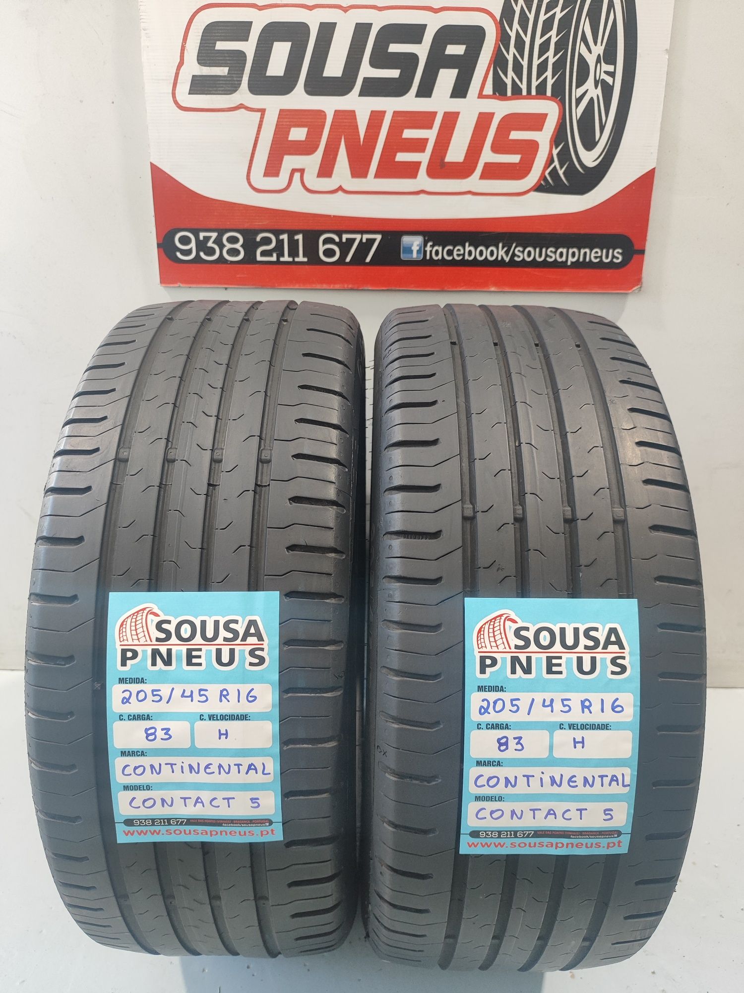 2 pneus semi novos 205-45R16 Continental - Oferta dos portes