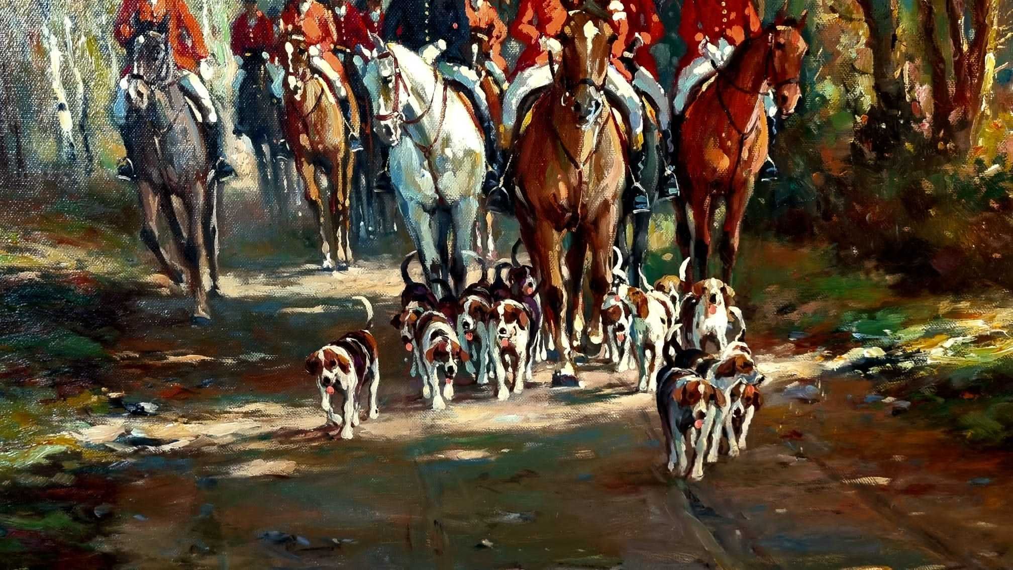 Wyjazd na polowanie, olej/płótno, Horst Altermann ur. 1925 zm.1978