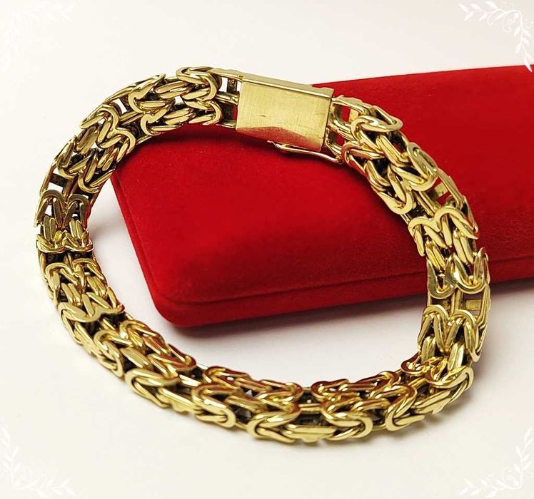 Okazała Męska Złota Bransoletka pr.585 51,70g SPLOT KRÓLEWSKI