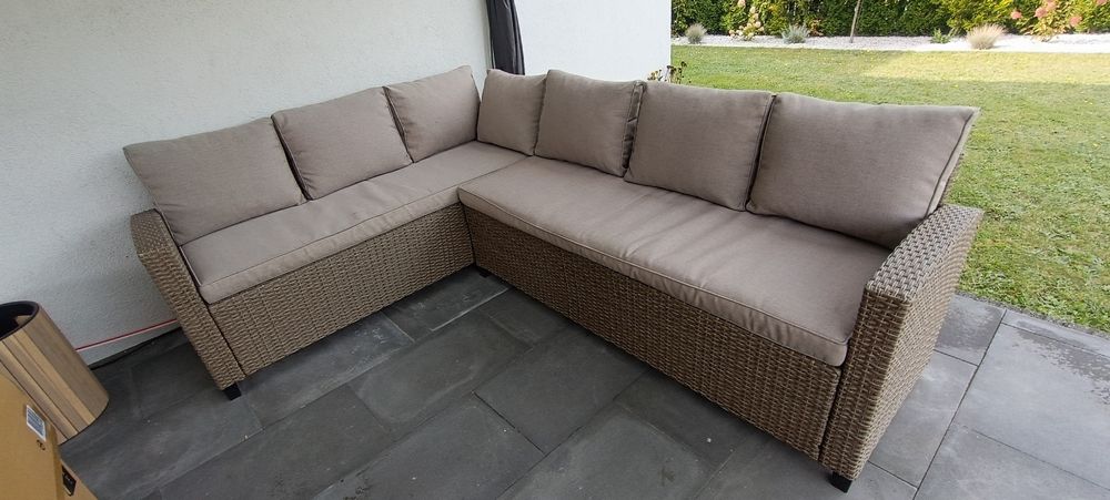 Jysk - Nowe Meble ogrodowe rattanowe rogówka z poduszkami