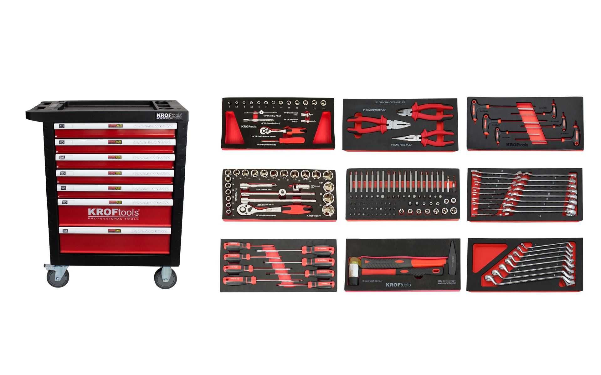 CARRO FERRAMENTA 7 GAVETAS 173PCS VERMELHO