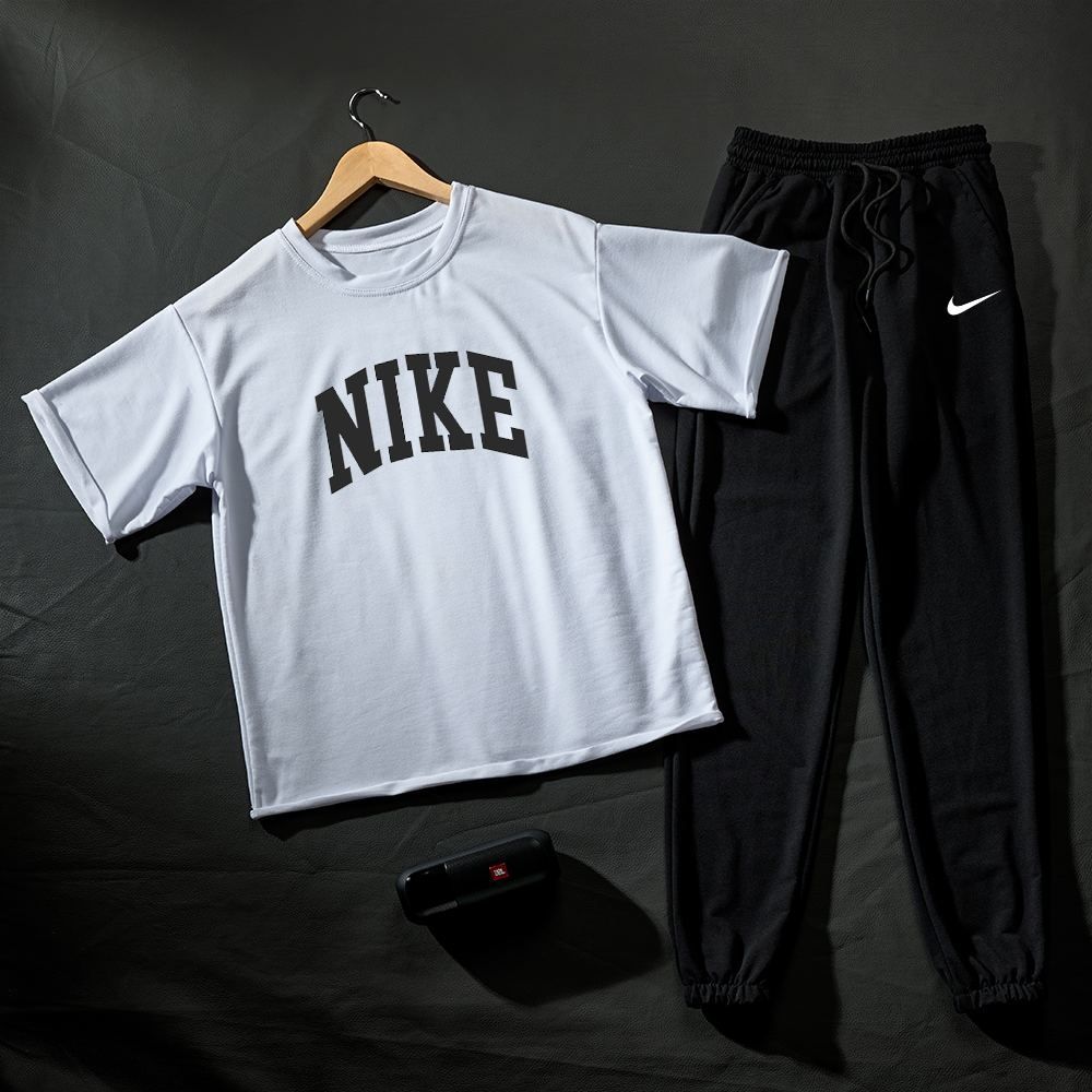 Чоловіча футболка та штани Найк біла чорна Nike Мужские штаны футболка